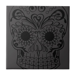 Azulejo De Cerâmica Original tirado pelo crânio do açúcar do artist