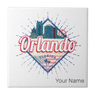Azulejo De Cerâmica Orlando Florida EUA Skyline Vintage EUA