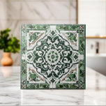 Azulejo De Cerâmica Ornament mosaico oriental floral<br><div class="desc">Ornament mosaico floral oriental - tons verdes</div>