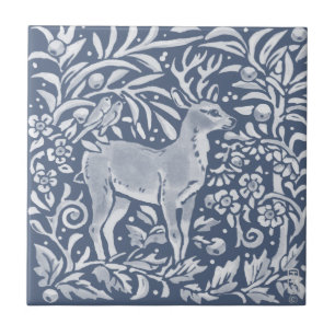 Azulejo De Cerâmica Ornamentado de Florestas Florestais de Pássaros A