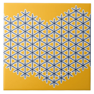 Azulejo De Cerâmica Ornamental, amarela, marinho azul, branca, padrão