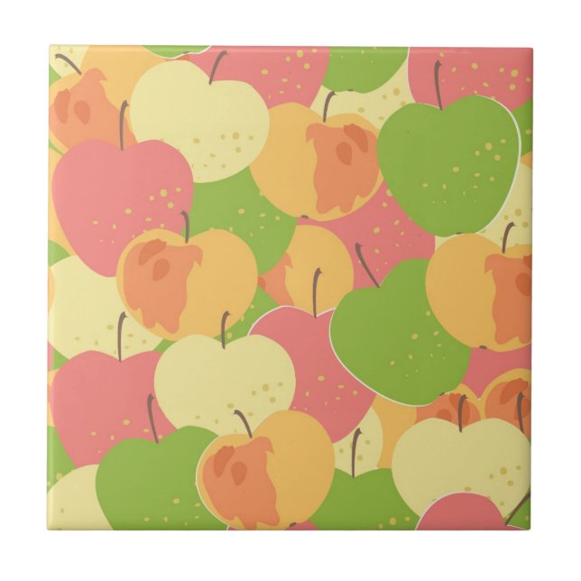 Azulejo De Cerâmica Ornamento com maçãs (Frente)