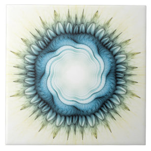 Azulejo De Cerâmica Ornamento floral azul giratório