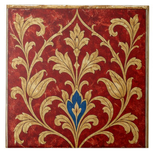 Azulejo De Cerâmica Ornamento Floral Ouro Vermelho Otomano