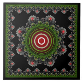 Azulejo De Cerâmica Ornamento fractal de fada natural colorida