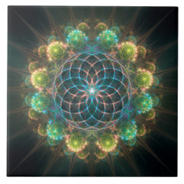 Azulejo De Cerâmica Ornamento fractal floral