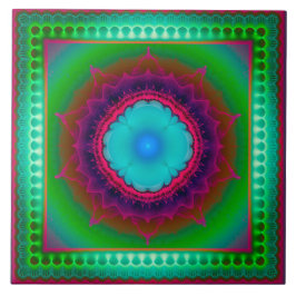 Azulejo De Cerâmica Ornamento fractal luminoso colorido