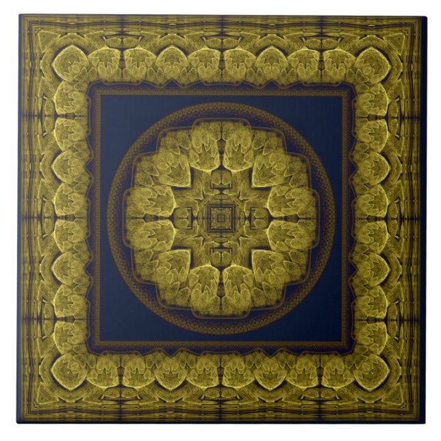 Azulejo De Cerâmica Ornamento fractal místico brilhante (Frente)