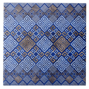 Azulejo De Cerâmica Ornamento Grego com Chave Meander