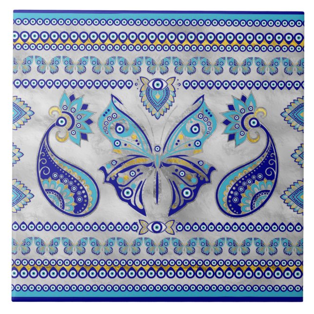Azulejo De Cerâmica Ornamento Olho Mau de Borboleta (Frente)
