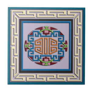 Azulejo De Cerâmica Ornamento quadrado tibetano