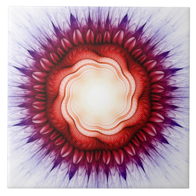 Azulejo De Cerâmica Ornamento vermelho floral (Frente)