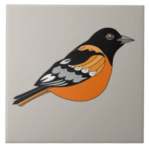 Azulejo De Cerâmica Orole Black and Orange Bird Graphic