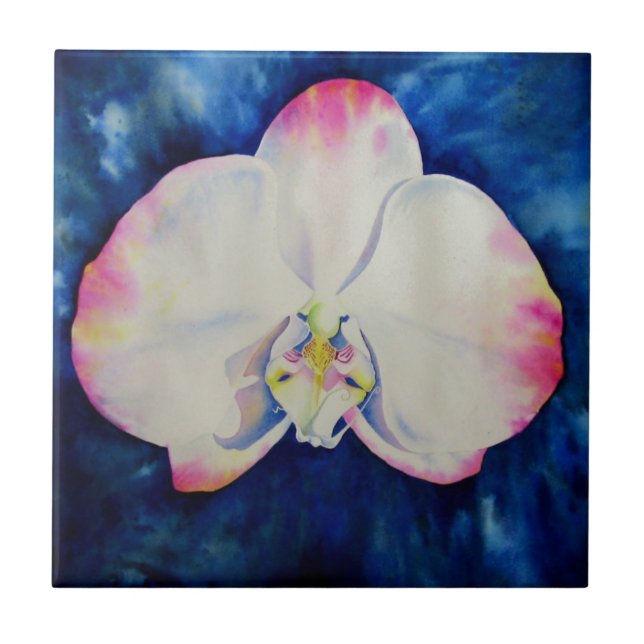 Azulejo De Cerâmica Orquídea Bege Rosa (Frente)