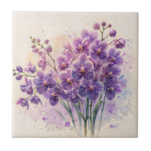 Azulejo De Cerâmica Orquídea Roxa Phalaenopsis