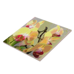 Azulejo De Cerâmica Orquídeas Amarelas ao sol da tarde