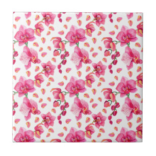 Azulejo De Cerâmica Orquídeas de Aquarela Design 2
