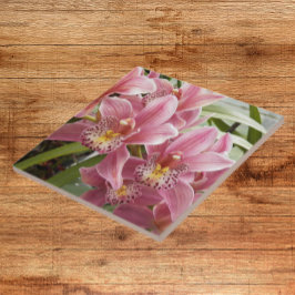 Azulejo De Cerâmica Orquídeas de Cymbidium Cor-de-rosa adorável