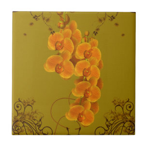 Azulejo De Cerâmica Orquídeas Delicadas Arte Floral