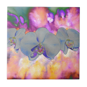 Azulejo De Cerâmica Orquídeas florais tropicais abstrato