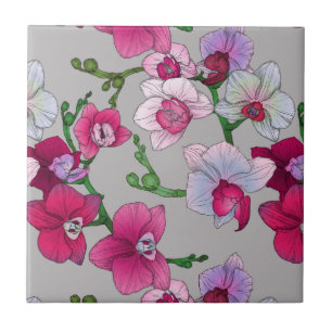 Azulejo De Cerâmica Orquídeas Rosa Em Sangue