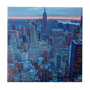 Azulejo De Cerâmica Os arranha-céus de Manhattan são iluminados