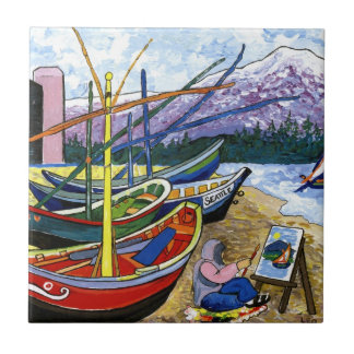 Azulejo De Cerâmica Os barcos de Van Gogh