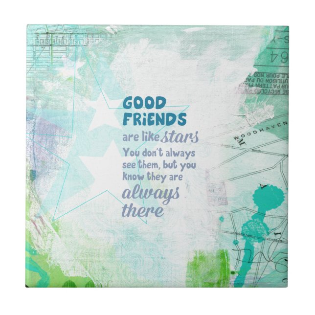 Azulejo De Cerâmica Os bons amigos são como estrelas (Frente)