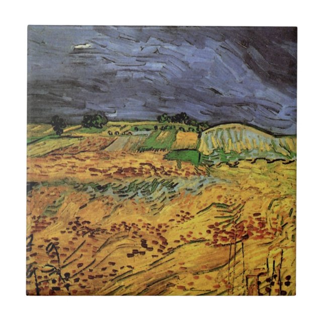 Azulejo De Cerâmica Os Campos por Vincent van Gogh (Frente)