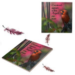 Azulejo De Cerâmica Os cardeais aparecem quando os anjos estão perto d<br><div class="desc">A fé de um pássaro lhe permite voar. Acredite! O rosa deste belo azulejo cerâmico cardeal brilha cada espírito. "Cardeais aparecem quando os anjos estão perto" Você acredita que os cardeais no seu jardim são presentes do céu? Muitos acreditam que a presença de um Cardeal é o espírito de um...</div>