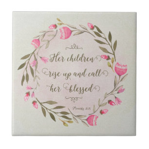 Azulejo De Cerâmica Os Filhos Dela Levantam-Se E Chamam-Lhe Abençoada