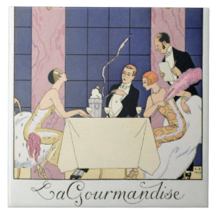 Azulejo De Cerâmica Os Gourmands, 1920-30 (impressão do pochoir)
