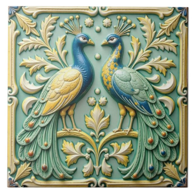 Azulejo De Cerâmica Os Guardiões de um Jardim (Frente)