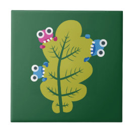 Azulejo De Cerâmica Os insetos bonitos comem a folha verde