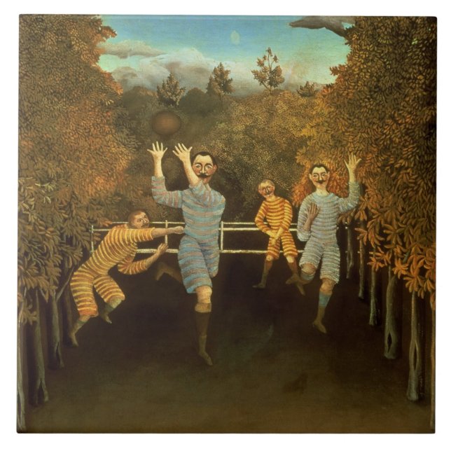 Azulejo De Cerâmica Os jogadores de futebol, 1908 (óleo em canvas) (Frente)