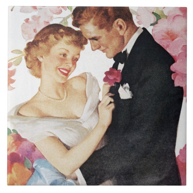 Azulejo De Cerâmica Os jovens acoplam-se no vestuário formal (Frente)