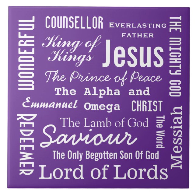 Azulejo De Cerâmica Os Nomes do Texto Branco de Jesus (Frente)