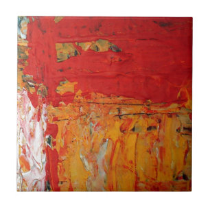 Azulejo De Cerâmica Os ricos Textured o abstrato vermelho do amarelo