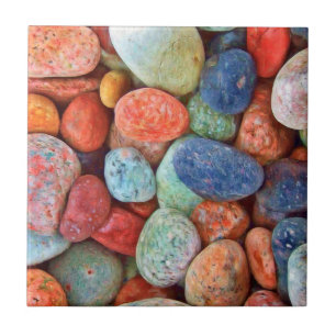 Azulejo De Cerâmica Os seixos coloridos da praia alisam o teste padrã