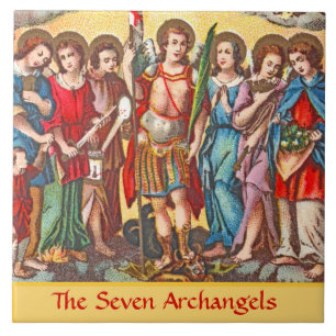 Azulejo De Cerâmica Os Sete Arcanjos (CP 001; Cromolitografia)