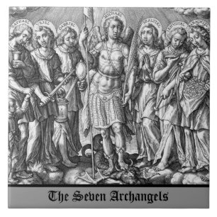 Azulejo De Cerâmica Os Sete Arcanjos (M 034; Gravura)