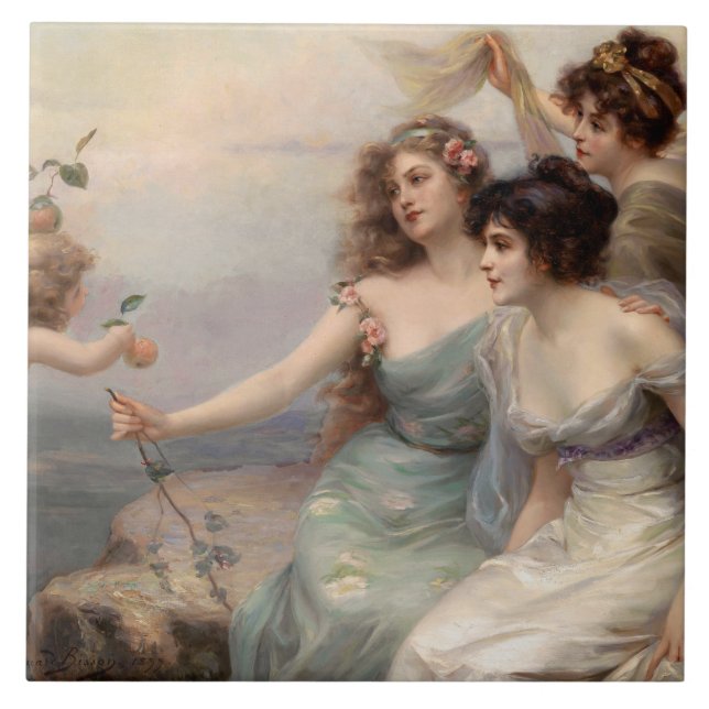 Azulejo De Cerâmica Os Três Graves de Edouard Bisson (Frente)