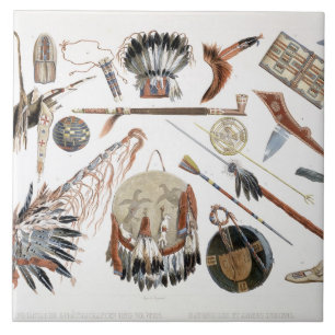 Azulejo De Cerâmica Os utensílios e os braços indianos, chapeiam 48 