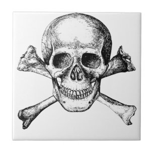 Azulejo De Cerâmica Ossos do crânio e da cruz