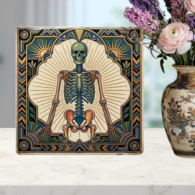 Azulejo De Cerâmica Ossos do Esqueleto Humano Anatômico Art Déco (Criador carregado)