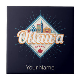Azulejo De Cerâmica Ottawa Skyline Ontario Retro Canada Vintage