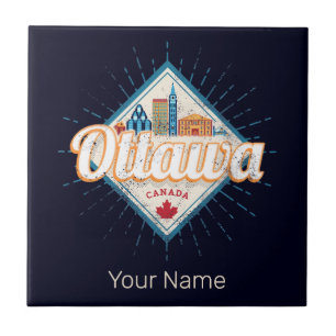 Azulejo De Cerâmica Ottawa Skyline Ontario Retro Canada Vintage