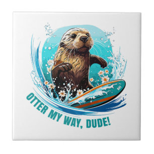 Azulejo De Cerâmica Otter 841 Surfing Otter Ela Rouba Surfboards Otte