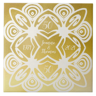 Azulejo De Cerâmica Ouro Casamento Personalizado Arte Deco Ornamental
