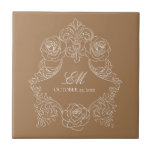 Azulejo De Cerâmica Ouro Castanho Vitoriano Monograma Logotipo cerâmic<br><div class="desc">Esta design faz parte de uma suíte de convites para casamento rococó desenhada com ilustrações de ornamento barroco botânico. Nesta coleção você encontrará monogramas românticos da crista,  coroas botânicas e fontes caligráficas inspiradas vitorianas. Espero que este antigo design clássico sirva para celebrar um casamento elegante e sofisticado.</div>